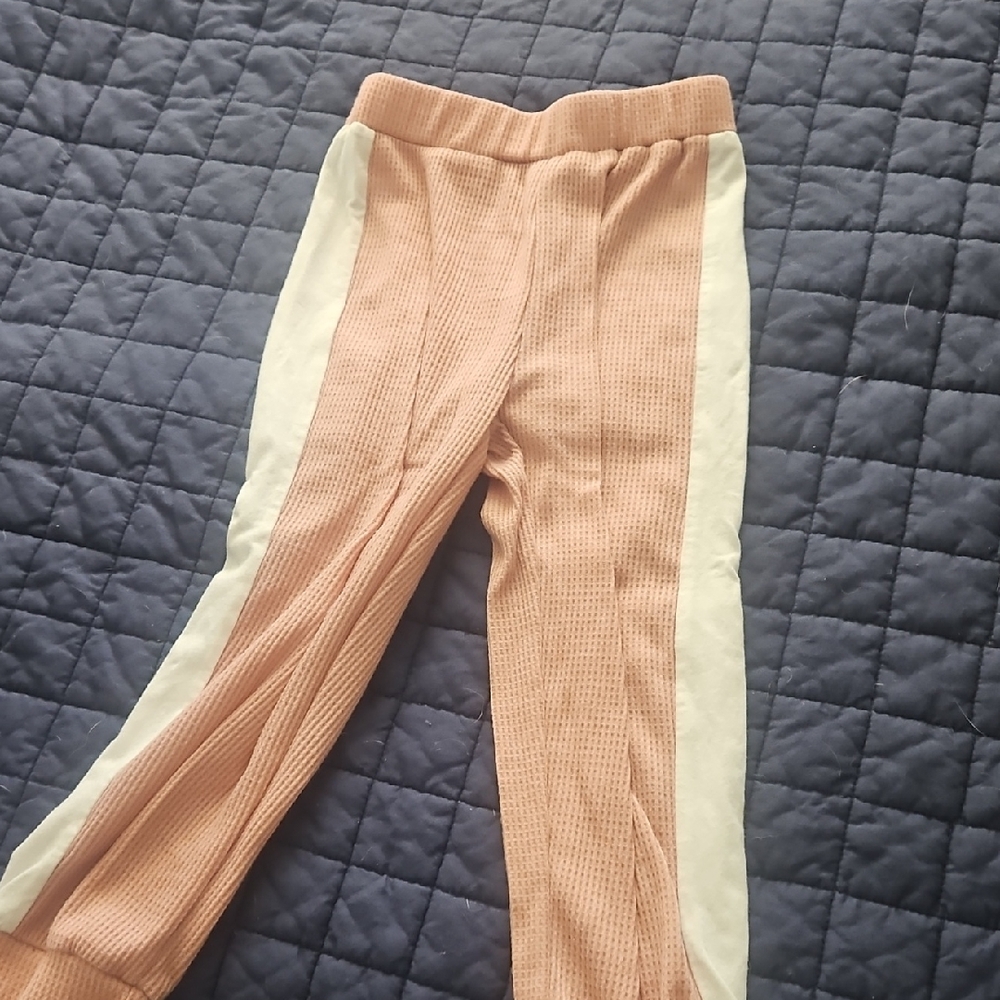 Peach and White Track Pants
